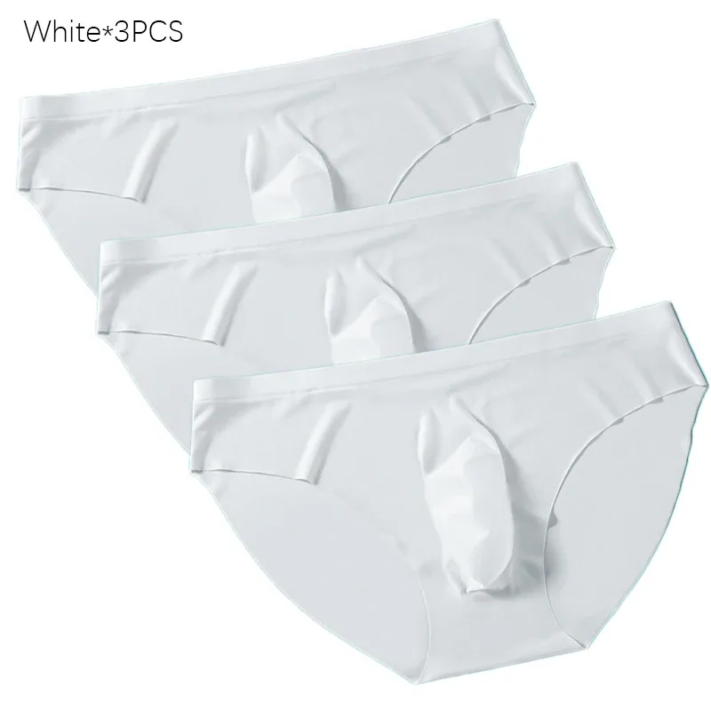 3PCS/lot Men's Ice Silk Briefs Ultra-thin Transparent Seamless Underpants 3D Pouch Sexy Quick Dry Breathable Underwear Panties — image 27