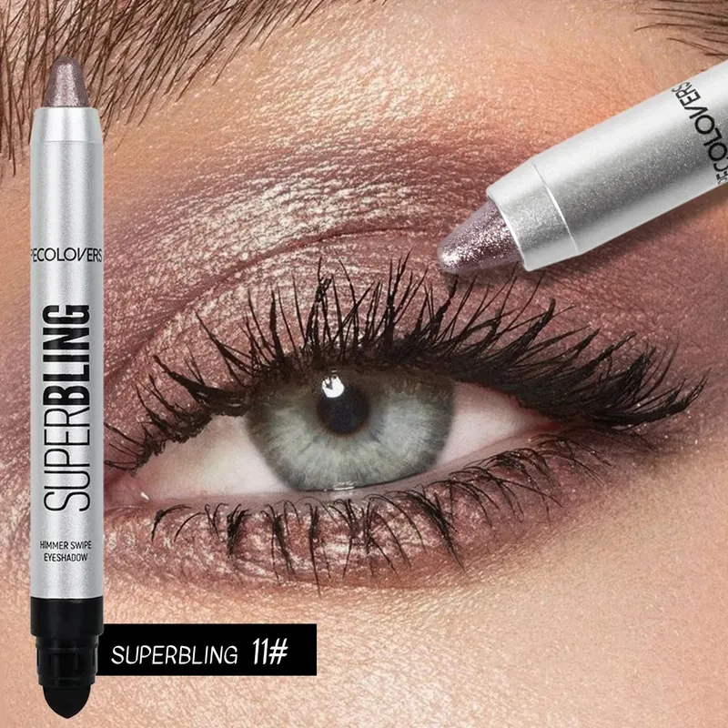 12PCS/SET Shimmer Eye Shadow Pen & Palette Liquid Eyeliner Lash Curler Eye Makeup Brushes Durable/Waterproof/Long Lasting