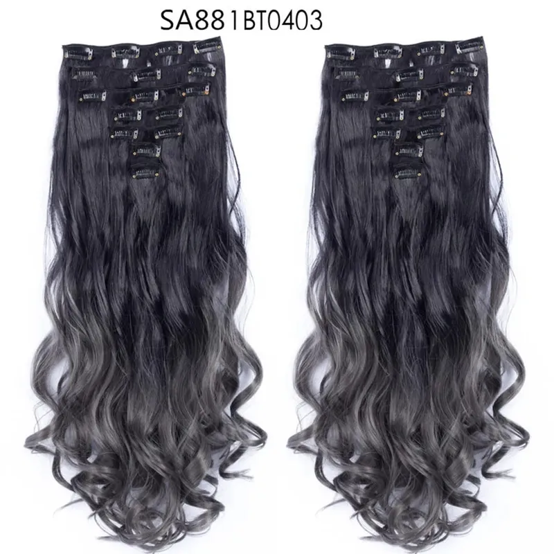 7pcs/Set Long Straight Hair Extension 16 Clips High Tempreture 22inch Synthetic Hairpiece Clip in Red Hair Extensions for Women — image 19