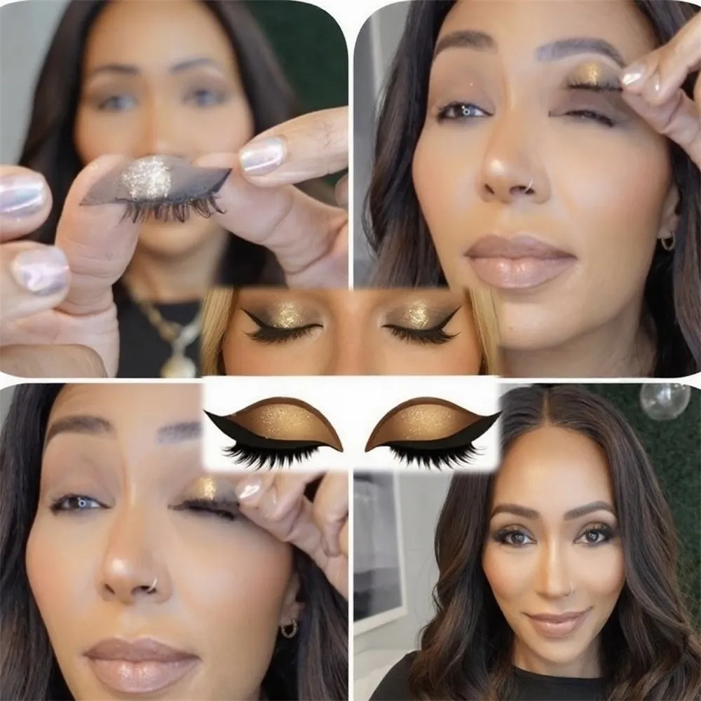 Reusable 1 Pair Lazy Eye Shadow Eyelash Patch 2-In-1 Eye Makeup Sticker With False Lashes & Shadow Waterproof Cosmetic Tools