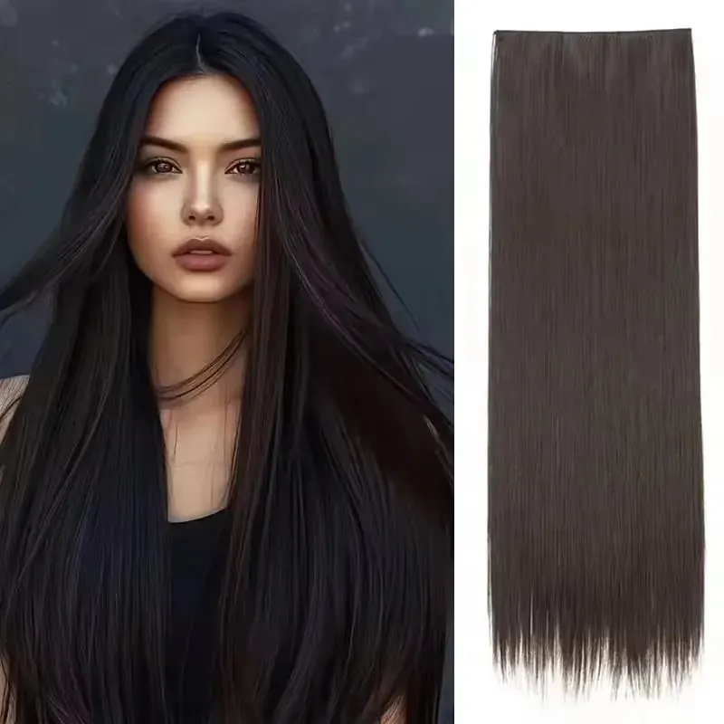 Extensión de cabello sintético para mujer, hilo Invisible, sintético, Natural, falso, largo, liso, Rubio, 32 pulgadas — image 8