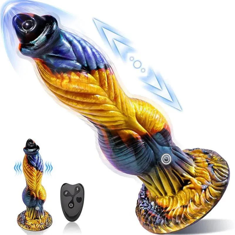 Spinta Drago Dildo Vibratore Giocattoli Del Sesso 10 "4IN1 Mostro Telecomando Spessore Dildo Ventosa Dildo Giocattoli Anali Prodotto Per Adulti