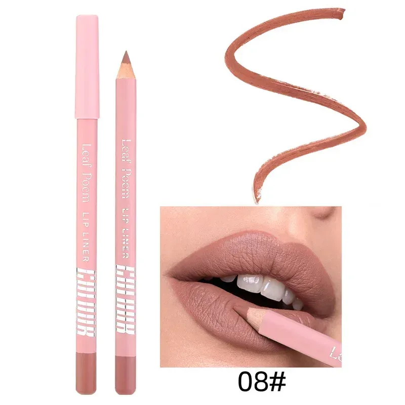12-Color Waterproof Matte Lip Liner Pencil Lasting Smudge-Proof Lipliner Non-Transfer Formula Precise Outline Lip Pencil Makeup