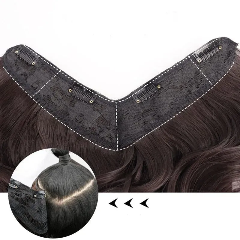 22Inch Synthetic V-shaped 4 Clips One Piece Long Curly Water Wave Clips In Hair Extensions Hair Pieces For Women — image 7