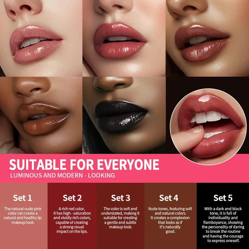 3pcs Halloween Black Lip Set Waterproof Long Lasting Matte Velvet Lip Gloss Lip Liner Black Lip Stain Halloween Goth Makeup