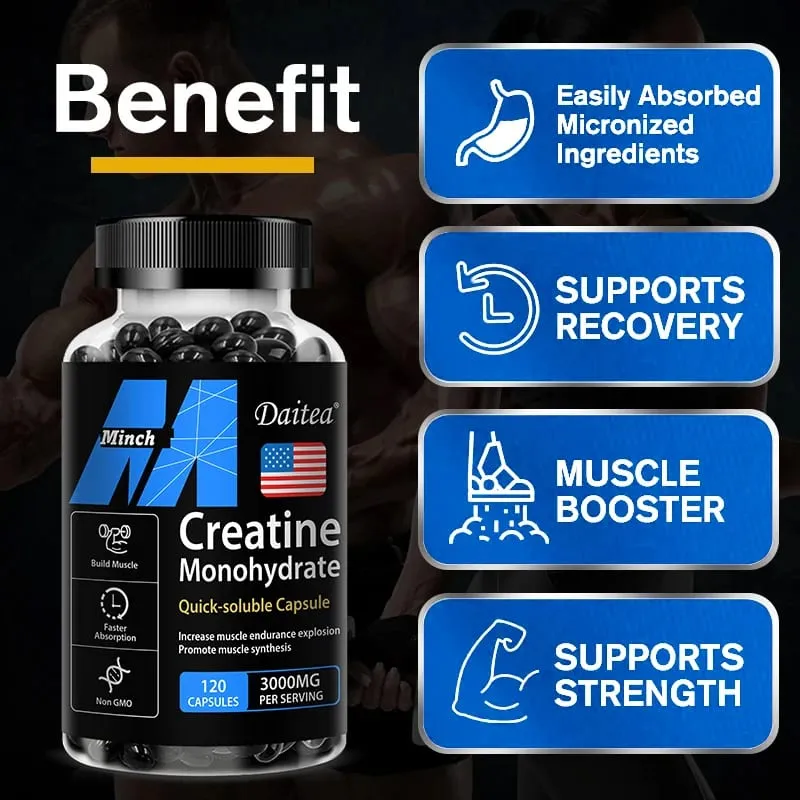Creatine Monohydrate 3000 Mg-Build Muscle Improve Athletic Performance Fitness Energy Generation Adult Nutritional Supplement — image 4