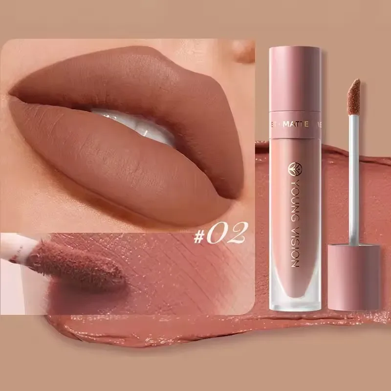 Lip Matte 8-Color Velvet Smooth Easy-to-Apply Square Gloss Tube Waterproof Three-Dimensional Sexy Plumping Lipstick Makeup