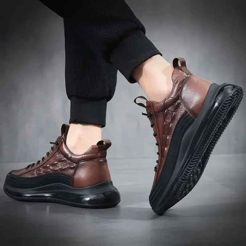 2026 Autumn Alligator pattern Men Sneakers Lace Up Casual Platform Vulcanized Shoes Male Anti-slip Running Zapatillas Hombre
