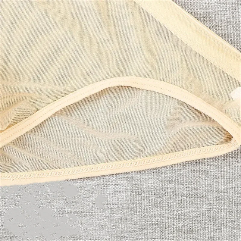 Transparent Underwear Hot Man Pants Ultra-thin Perspective Mid-rise Male Mesh Slips Homme Panties Plus Size