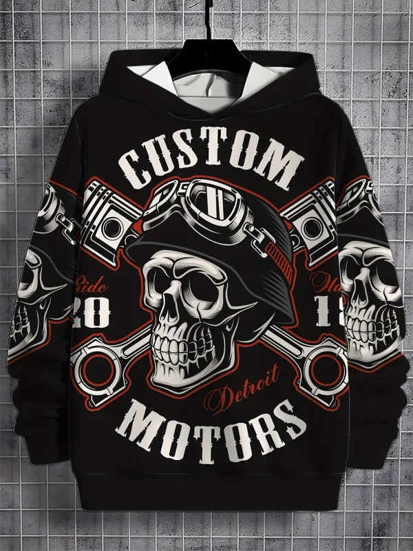 3D Printed Skull and Rose Sweatshirts Drawstring Sportwear Long Sleeved Tops Men's Hooded Hoodies Street Graphic Men's Clothing — image 12