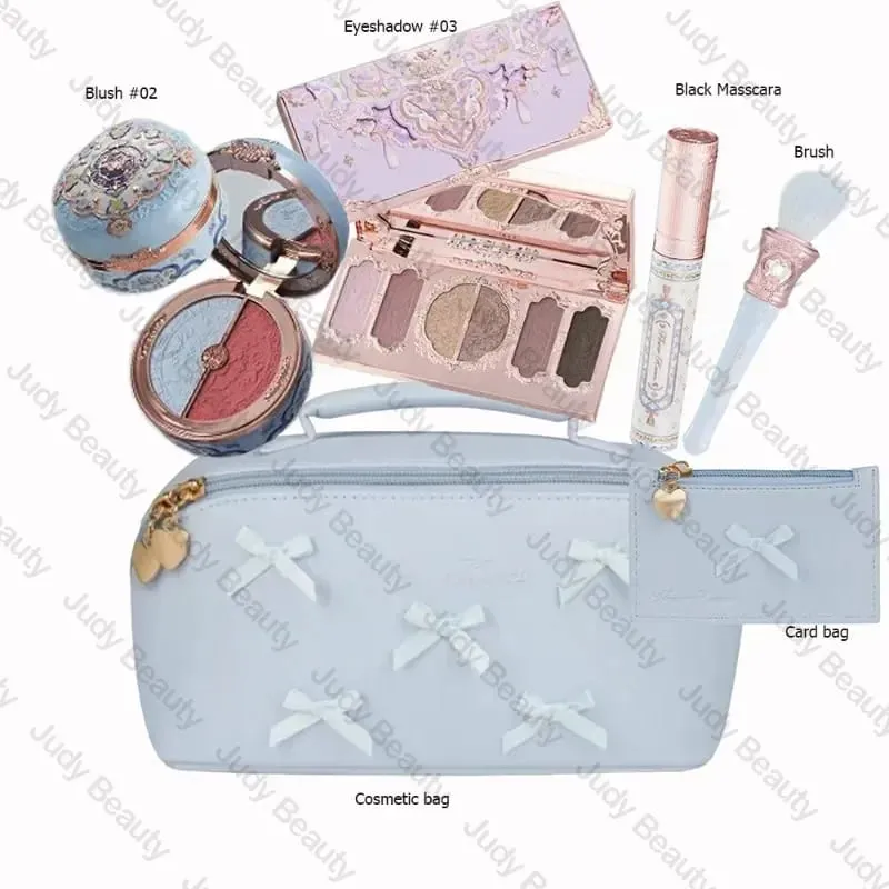Makeup Flower Knows Set Shell Pearl Series Six Color Eyeshadow Palette Embossed Blusher Shine Lipstick Kit With Bag All In