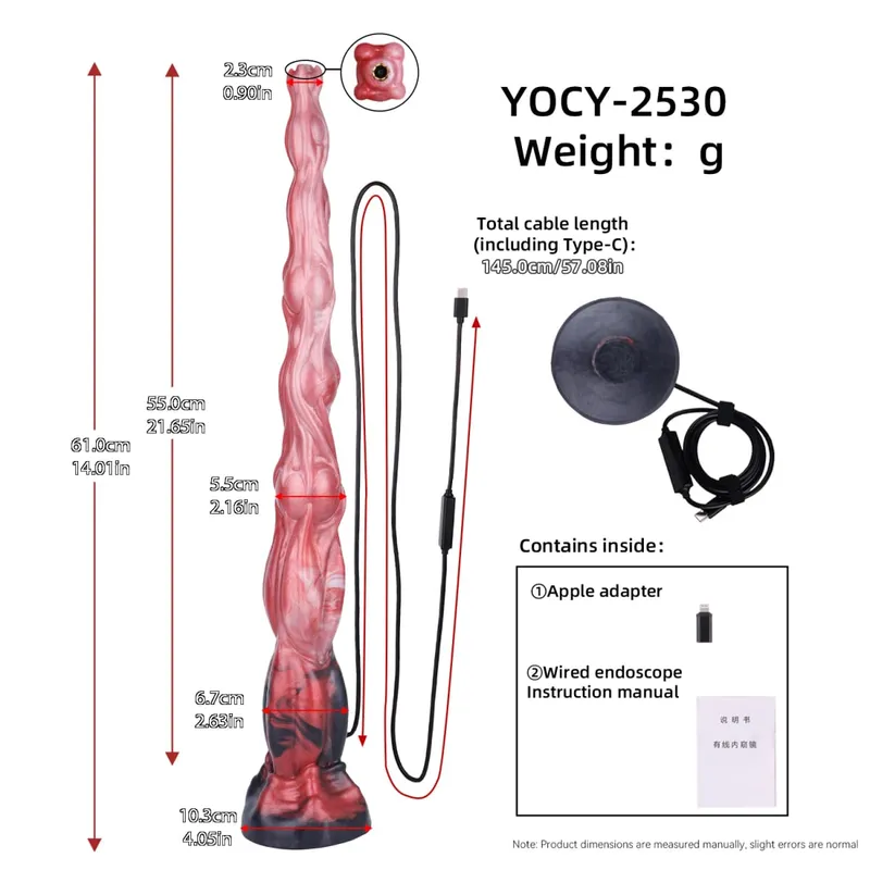 55cm Long Dragon Dildo Extendable Camera Dilator Silicone Anal Expansion Butt Plug Anus Exploration 18+ Sex Toys For Adults
