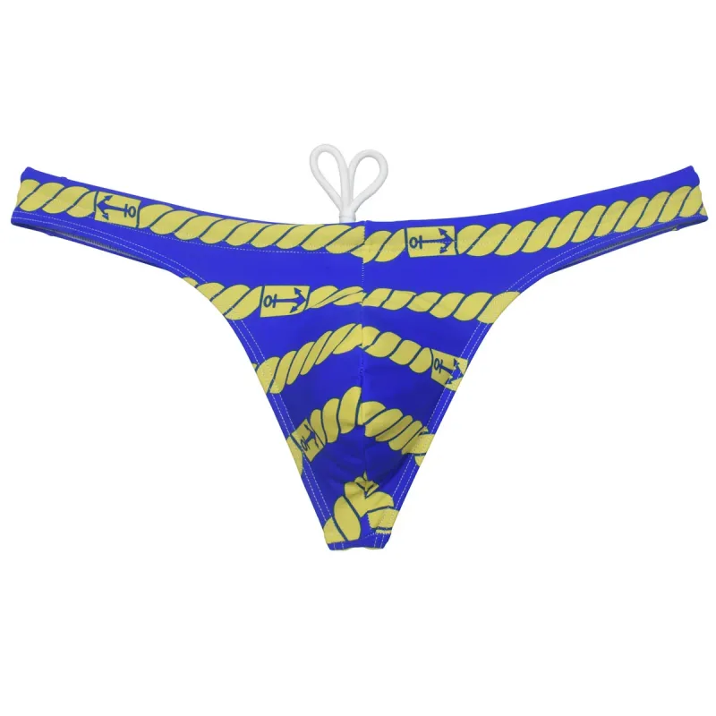 Sexy Swim Thong Men's Swimwear Bikini Briefs Drawstring Quick-dry Elastic Underwear Pouch Beach Tangas Surfing Poolside