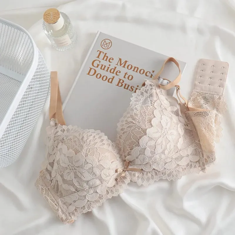 Ensemble de soutien-gorge push up d’inspiration japonaise pour femmes à petit buste | Lissage latéral Anti-affaissement réglable sans écart culotte et ensemble de luxe MOYISU