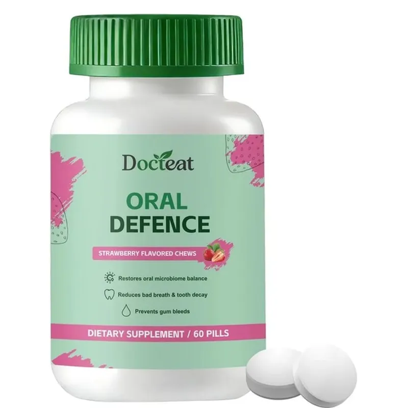 Oral Probiotics Chewable Tablets Strawberry Flavor with Xylitol & Hydroxyapatite Probiotic Complex Oral Health Support 60 Pills