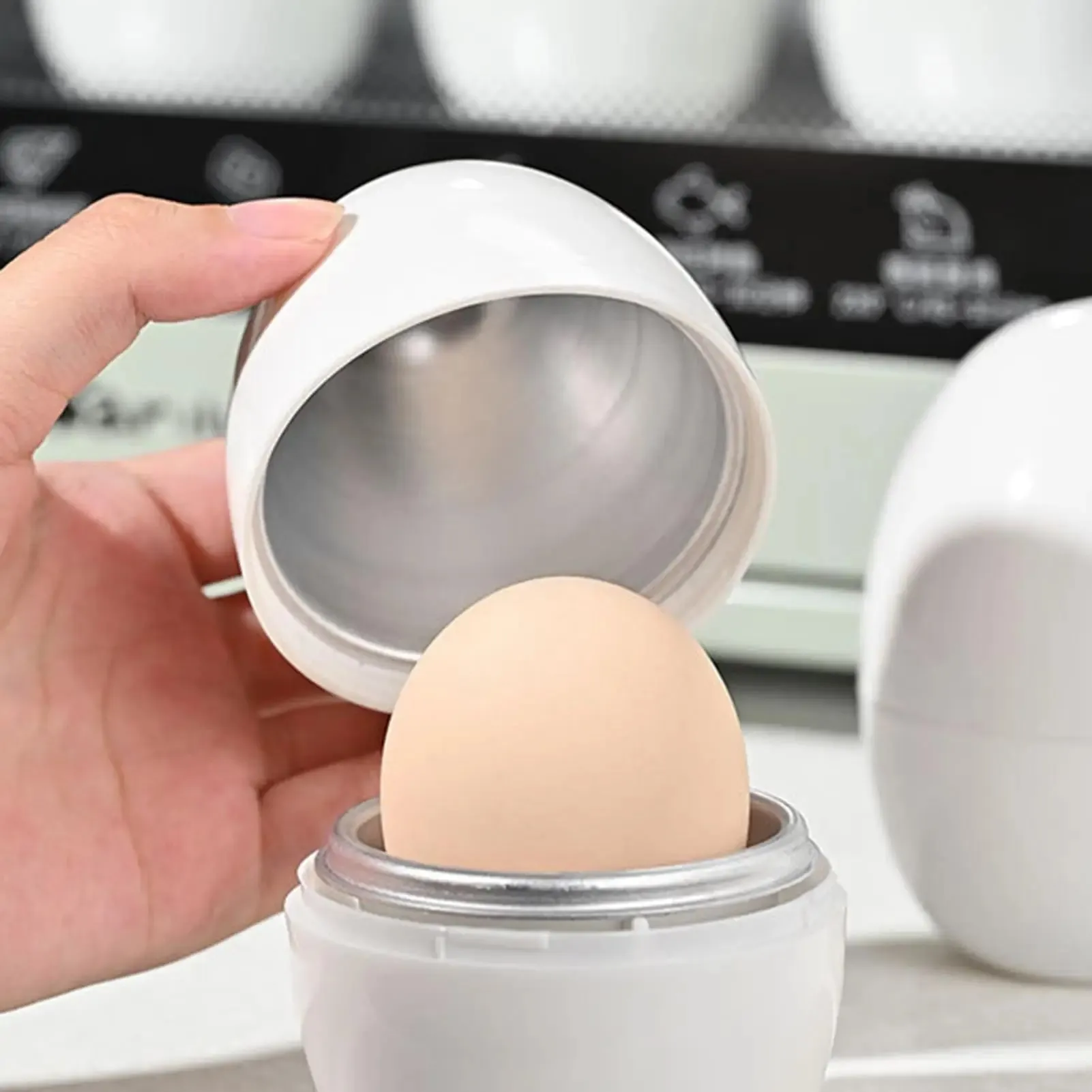 Pengukus Telur Microwave Pemburu Telur Rebus dengan Tutup Pengukus Telur untuk Telur Rebus Keras Lembut Peralatan Dapur untuk Merebus Telur Cepat — image 6