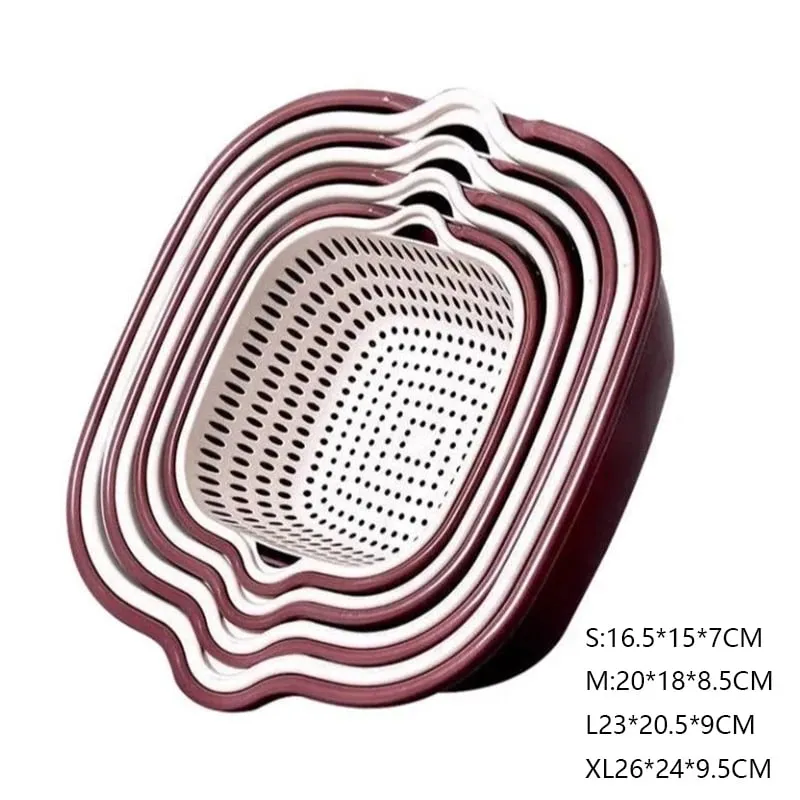 6PCS Kitchen Sink Vegetable Drainer Fruit Basket for Multifunctional 3 Size Stackable Washing Basin Vegetable Drain Basket Basin — image 13