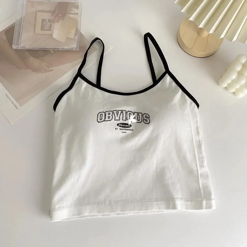 Summer Hot Picture Printing Girl Student Spaghetti-Strap Camisole Top Sexy Outerwear Fixed Cup Chest Pad Chest Wrap Underwear Fe — image 13