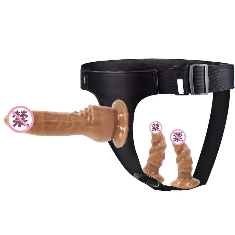 Factory Direct Triple - Prong Lesbian Strap - on: Leather Pants Wear with Realistic Dildos Adult Erotic Wholesale Sex Toys — image 7