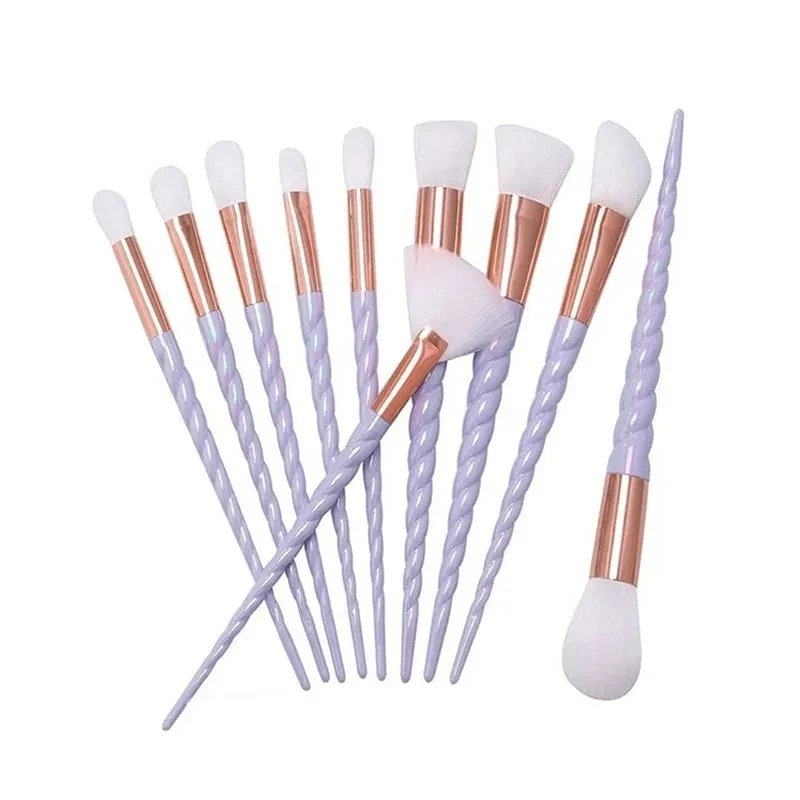 10pcs Unicorn Makeup Brushes With Colorful Bristles Handles Fantasy Makeup Brush Set Foundation Eyeshadow Unicorn Brush Kit — image 3