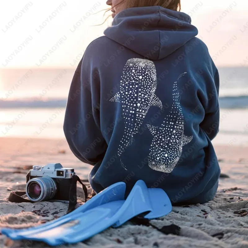 Whale Fish Sea Life Hoodie Pullover for Ocean Lovers Men Women Gift Diving Coconut Beachy Girl Autumn Fashion Sweatshirt Gifts — image 3