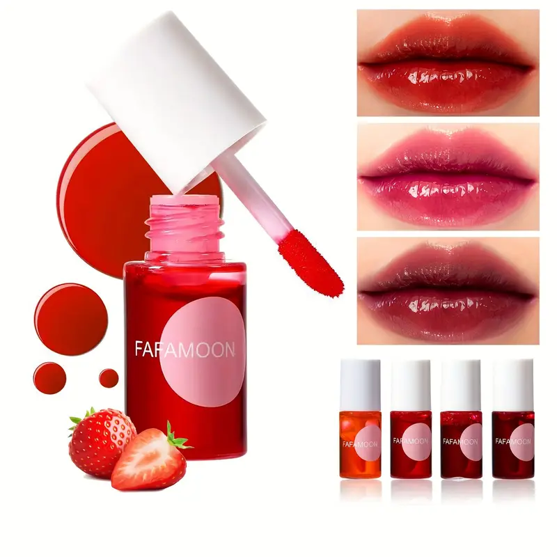 Fruity Lip Tint Water Gloss Tint Moisturizing Waterproof Liquid Lipstick Non-Stick High Pigment Long-Lasting Vibrant Colors