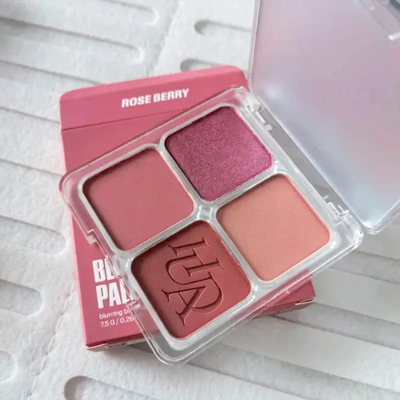 Fine Fitting 4-color Powder Powder Blusher Light Natural Dumb Shiny Durable Waterproof Sweat Resistant Blush Lip Gloss Makeup — image 10