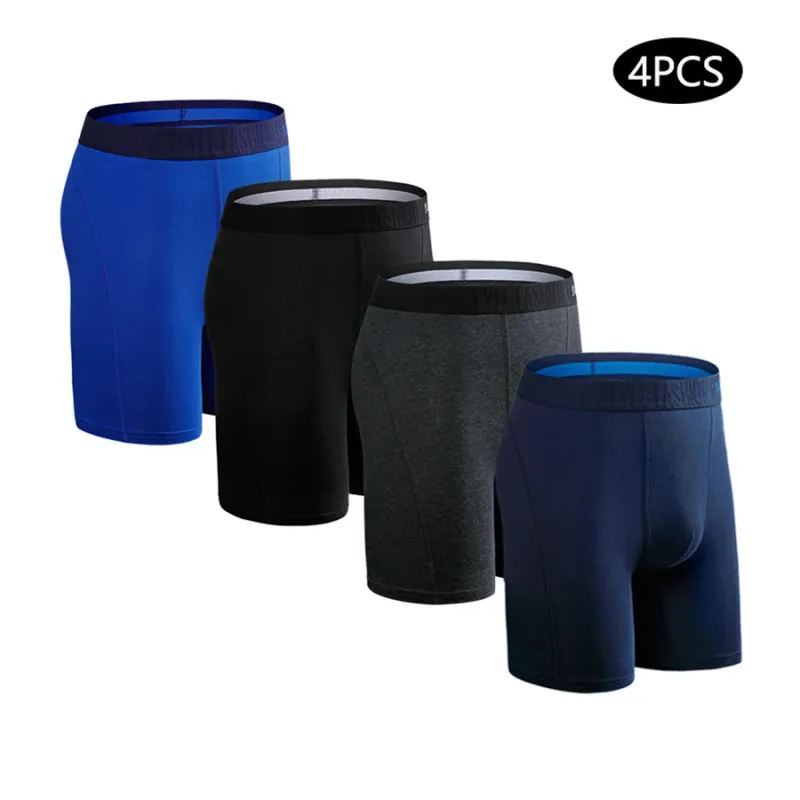 4pcs Long Boxers for Men Underwear Plus Size Men's Panties Sexy Long Leg Underpants Cotton Mens Boxer Shorts Fashion Male Trunk — image 22