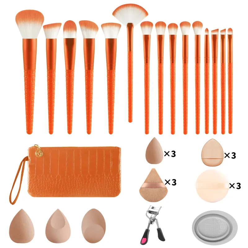 33 Buah Set Alat Rias Semua Dalam Satu 15 Kuas Spons Kecantikan Pengeriting Bulu Mata Puff Bedak dengan Tas Penyimpanan untuk Riasan Wajah Penuh — image 9