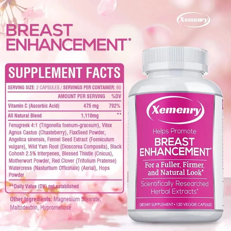 Breast Enhancement Capsules - Supports Balanced Estrogen Metabolism Enlarges Breasts Improves Skin Regulates Mood Non-GMO Ve — image 3