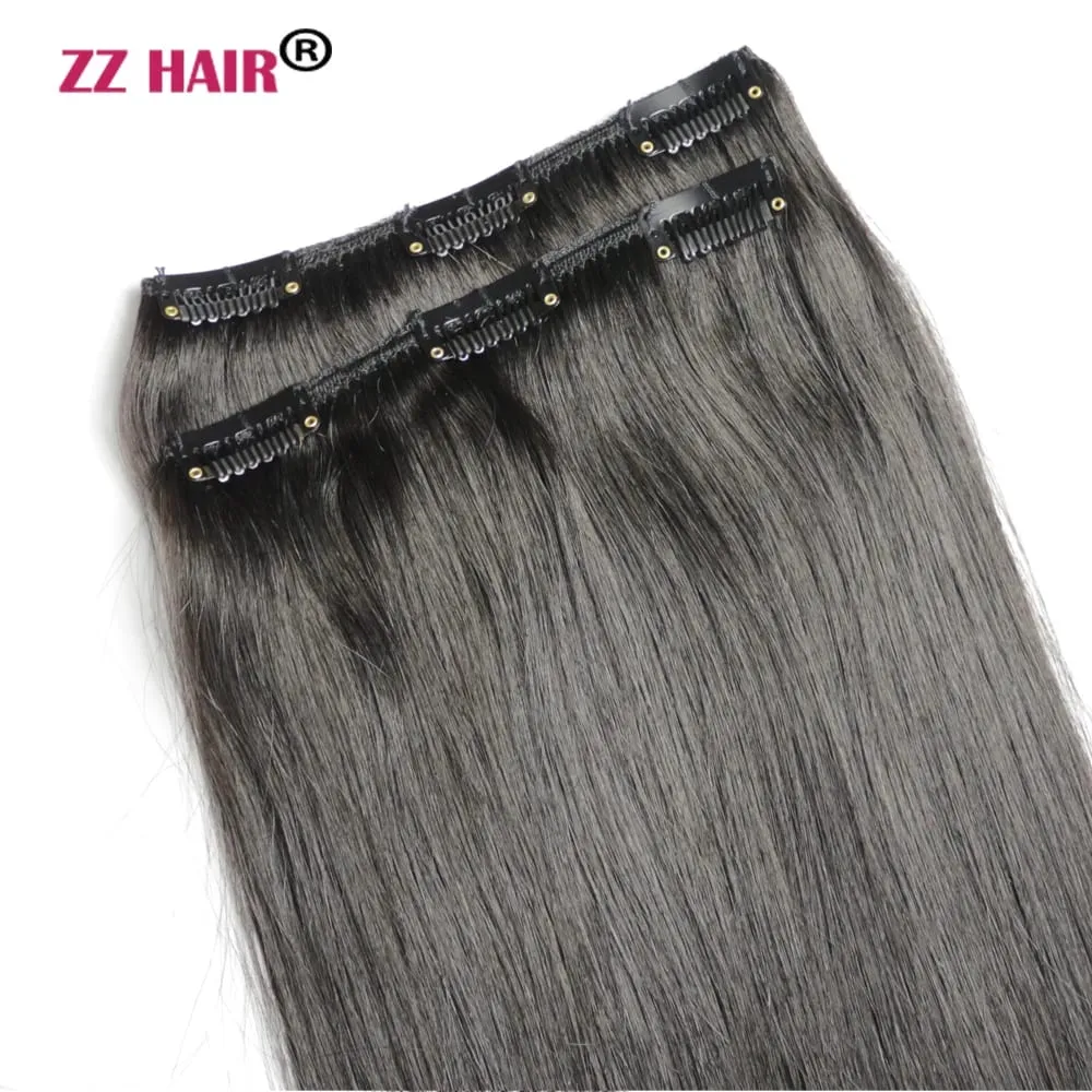 100% Human Remy Hair Extensions 16"-28" 2pcs Set 100g-200g 2x20cm Clips-in Two Pieces Natural Straight