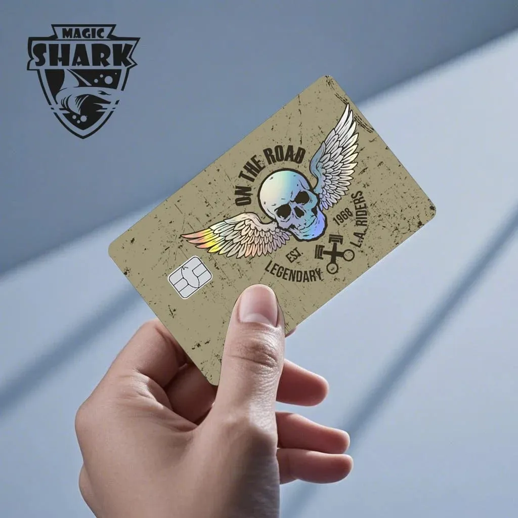 Magic Shark Skull Panda Hunter Broke Blue Eyes Dragon Laser Holographic Sticker Cover Film Skin for Credit Bank Debit Card — image 4