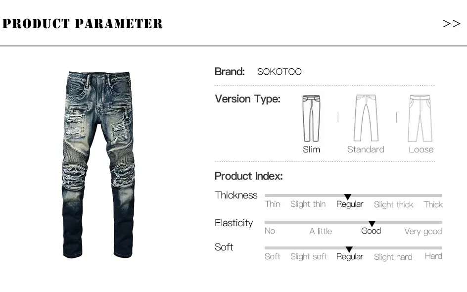 Men's Biker Jeans for Motorcycle Holes Ripped Distressed Patch Pants Stretch Denim Cotton Slim Straight Trousers High Quality — image 7