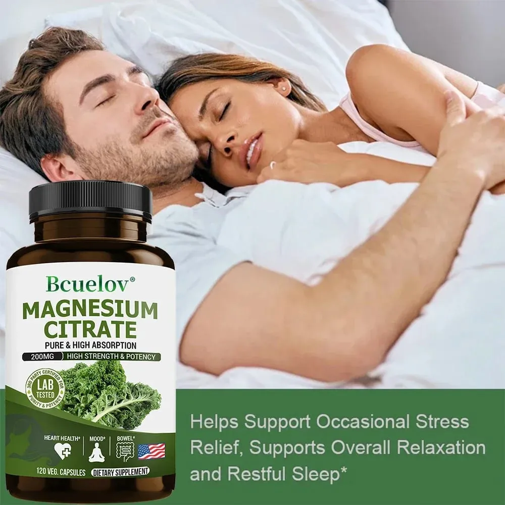 Magnesium Citrate Supplement - Highly Absorbed Relieves Constipation Relaxes Nerves Supports Heart Health Muscles and Bones