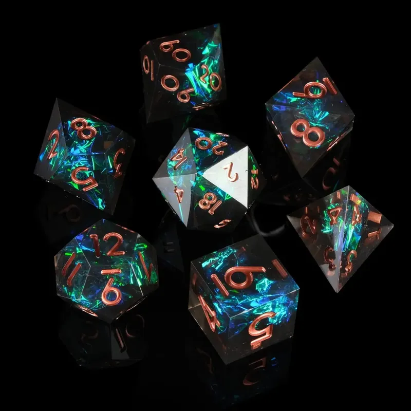 Resin Sharp Edge DND Dice Set for Dungeons and Dragons Role Playing and Tabletop Game