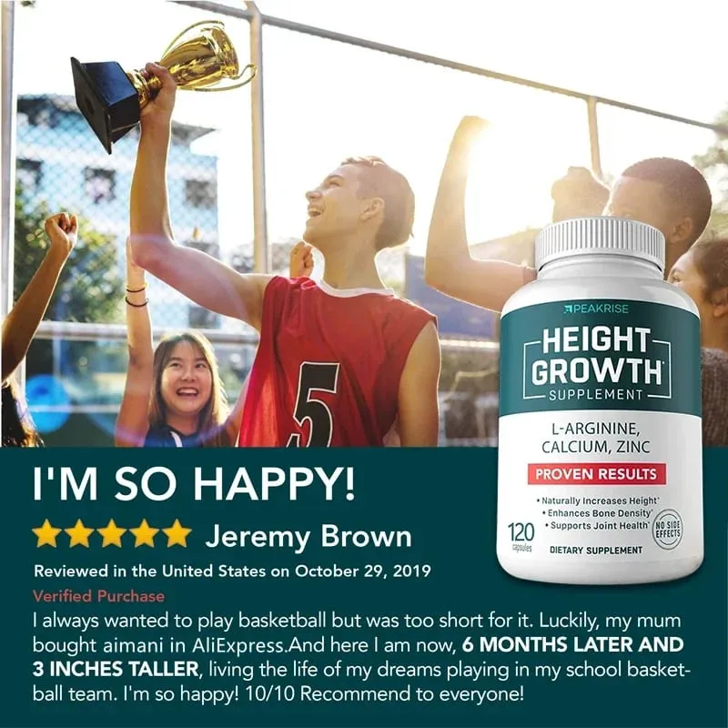 Vitamin D3 + Calcium and Zinc Nutritional Supplement Natural Height Growth Suitable for Adults and Children