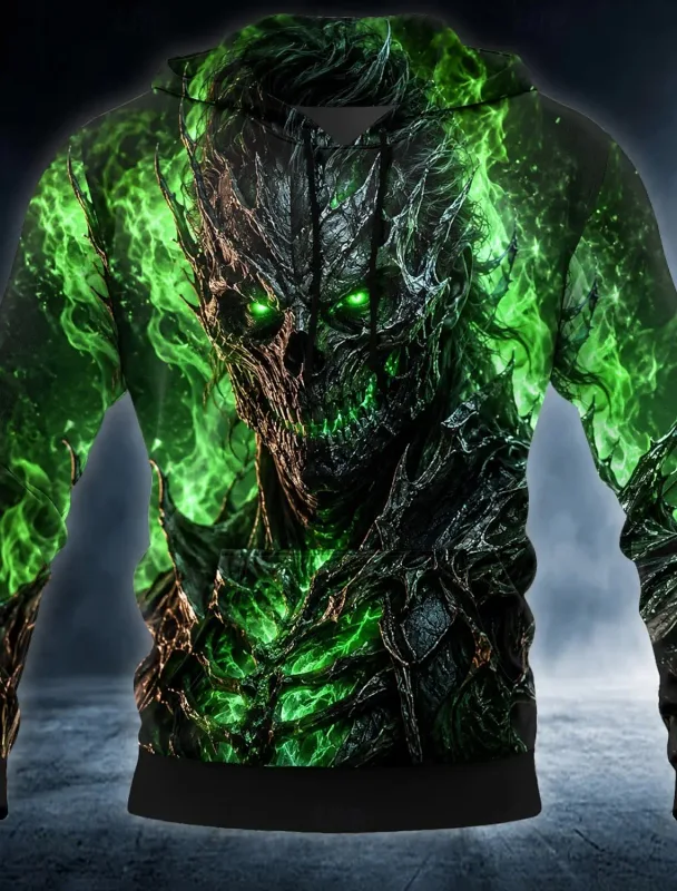 Men Gothic Werewolf Graphic Printed Hoodie Long Sleeve Pullover Sweatshirt Casual Full Moon Wolf Hooded Shirts Tops — image 4