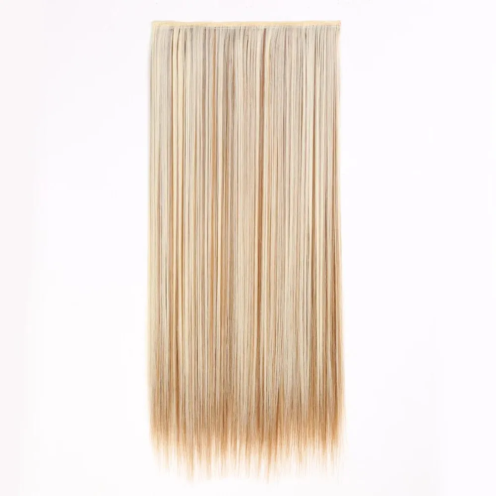 Synthetic Natural Synthetic Hair Extensions 5 Clip In Artificial Fake Ombre Blonde Brown Black Pink Straight False Hair Piece — image 43