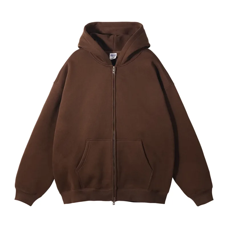New Men Double Headed Zipper Fleece Hoodies Unisex Loose Basic Solid Warm Hooded Sweatshirts Coats For Winter HY0633 — image 53