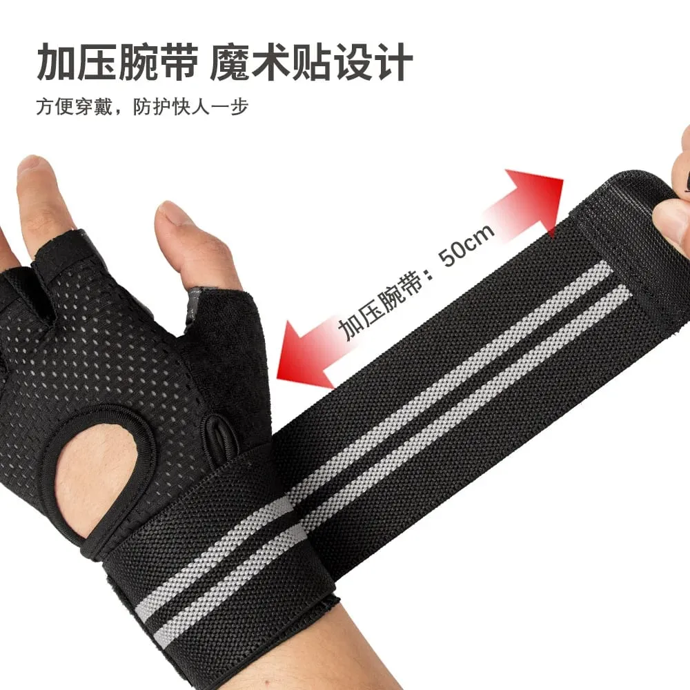 Anti Slip Shock Breathable Half Finger Gloves Breathable Cycling Gloves Fitness Gym Bodybuilding Crossfit Exercise Sports Gloves — image 5