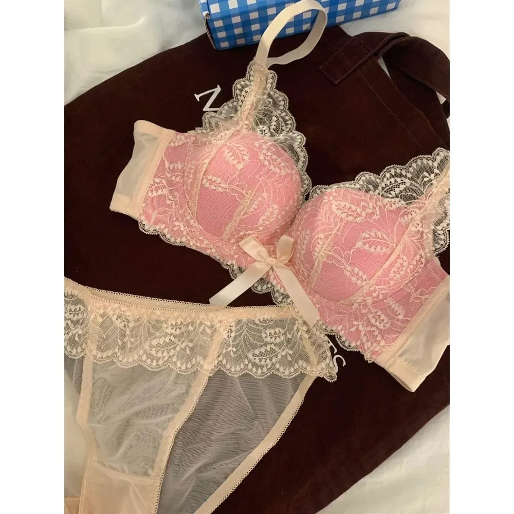 ホット販売ワイヤレスレースブラジャー女性スモールバスト厚いパッド入りプッシュアップリフト抗たるみサイドサポートセクシーなランジェリー 32‑38 AB — image 1