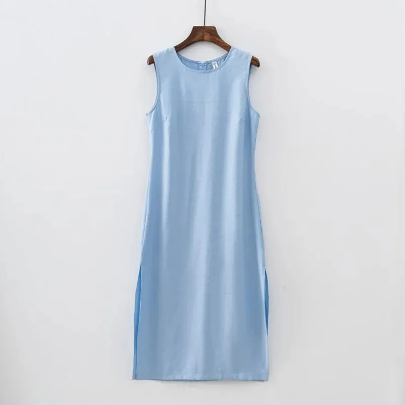 2025 Summer Women Solid White Sleeveless Fashion Dress Split Tank Dress beach — image 6