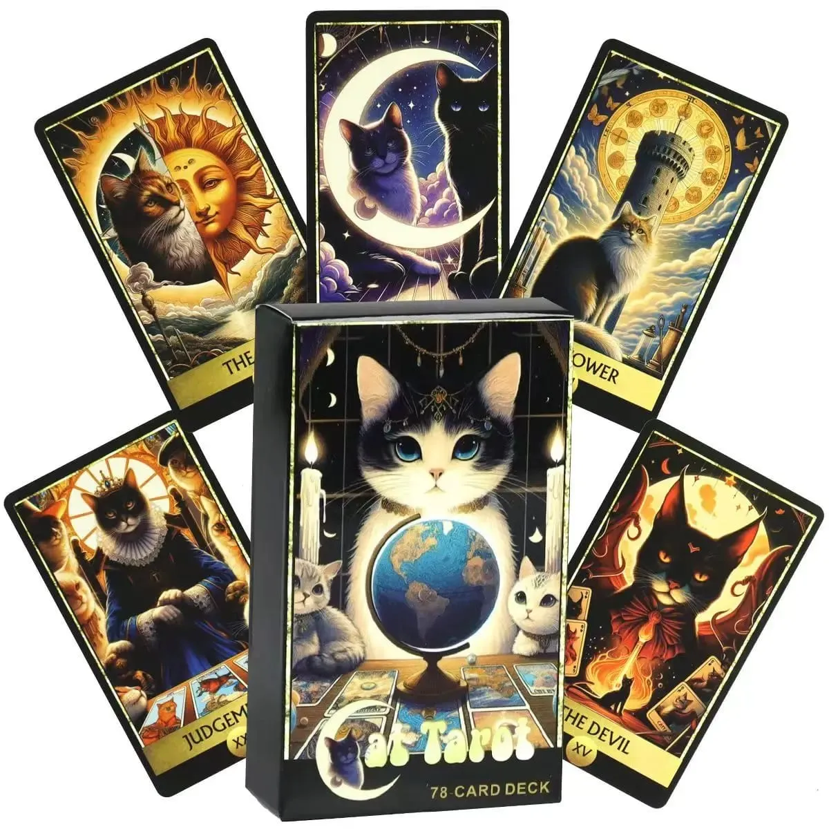 New Cat Tarot Cards A 78 Deck English Version Board Games Selfcare for Tarot Readings Vibrant Easy Deck Fortune Telling Game Toy — image 3