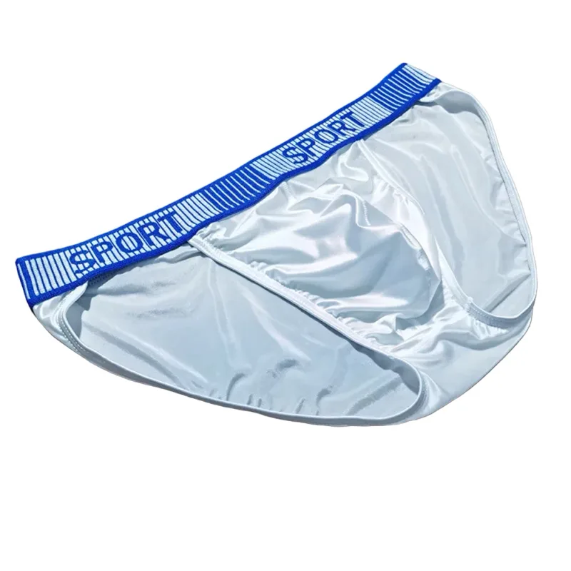 Men High Fork Briefs Mid Waist Elastic Breathable U Convex Underpants Ice Silk Men's Underwear Close Fitting Silky Shorts — image 9