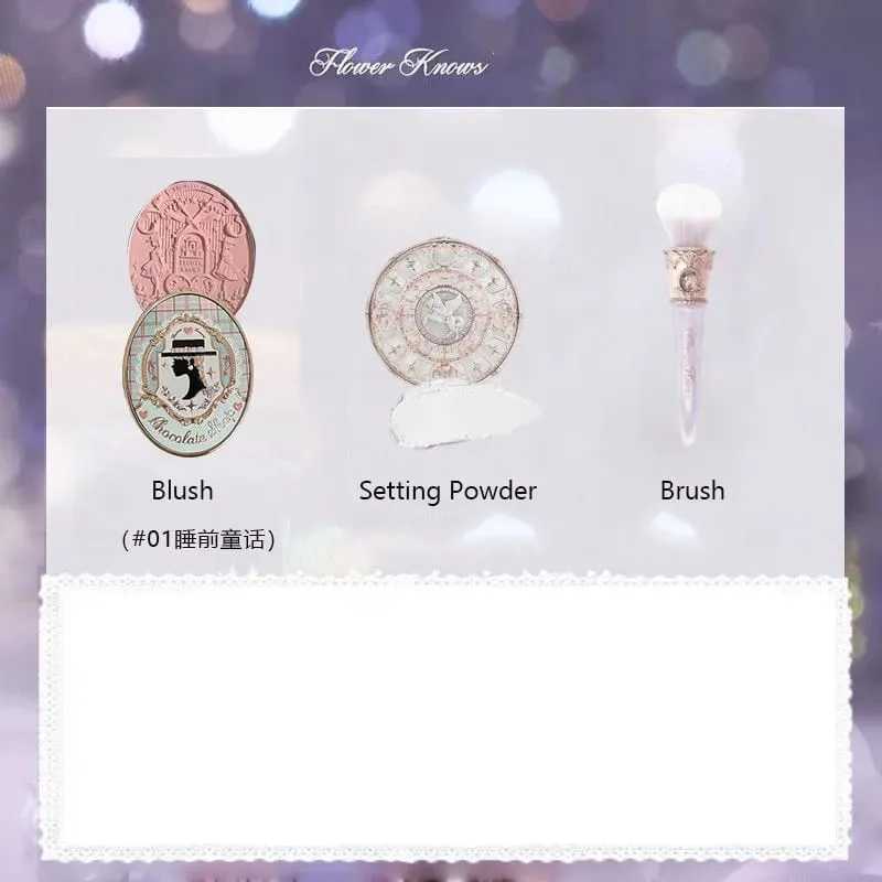 Flower Knows Moonlight Mermaid Series Glitter Eyeshadow Palette High Pigment Shell Jewelry Blush Makeup Brush Set Matte Finish