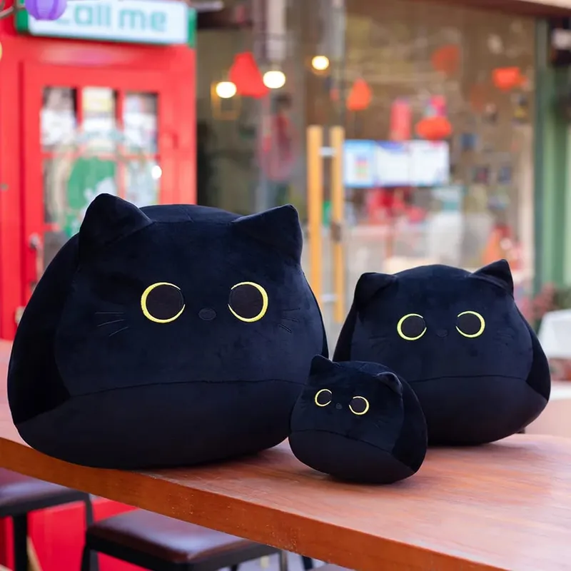 18cm/40cm/55cm Black Cat Shaped Soft Plush Pillows Doll Lovely Cartoon Animal Stuffed Toys Girls Birthday Gifts Ornaments — image 5