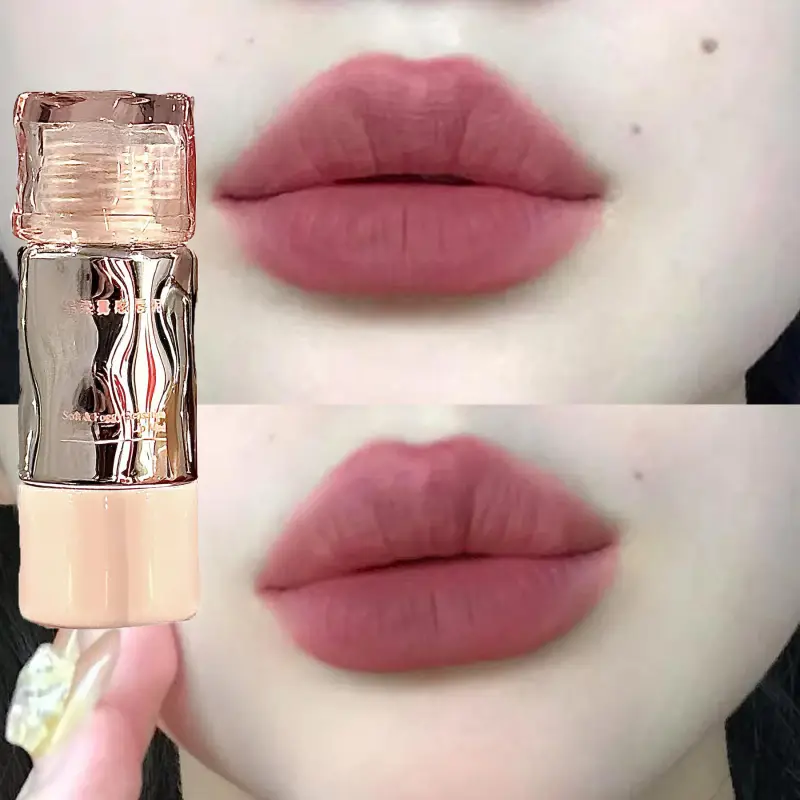8 Colors Matte Pigment Mousse Lip Gloss Waterproof Sexy Red Lipgloss Brown Matte Lipstick Mud Lasting Easy To Color Women Makeup