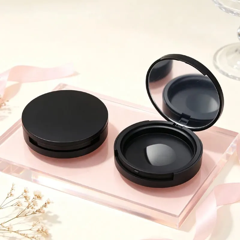 Harga Batch Untuk Warna Hitam Bentuk Bulat Plastik Kemasan Makeup Wadah Bedak Kompak Kosong Wadah Perona Pipi Bedak — image 5