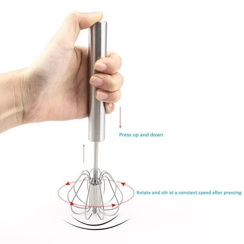 10/12/14inch Stainless Steel Semi Automatic Whisk Blender for Home -Versatile Tool for Egg Beater Milk Frother Hand Push Whisk — image 5