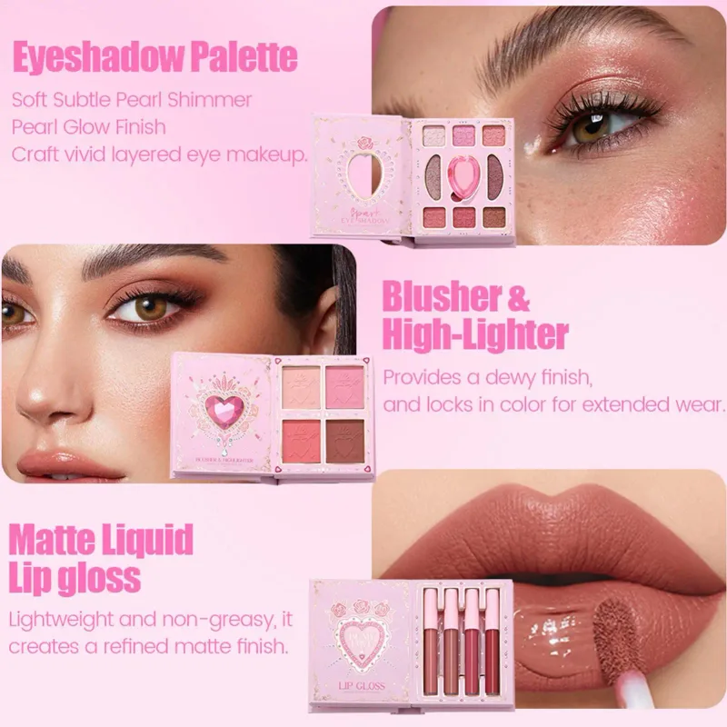All In One Makeup Book Palette Smudge-proof Blusher Lip Color Portable Eyeshadow Palette Lipstick blush Full Face Makeup Kit
